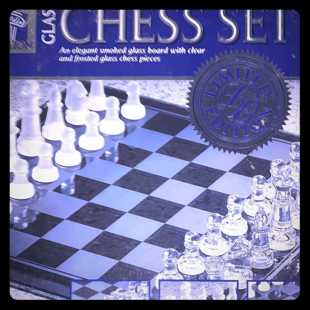 Pavilion glass chess set
